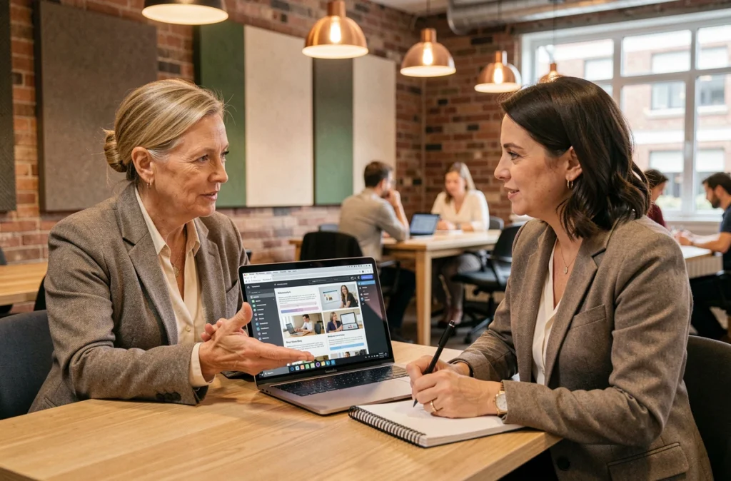 Coaching en binôme pour la formation rapide à Playiad IAD dans un espace de travail collaboratif