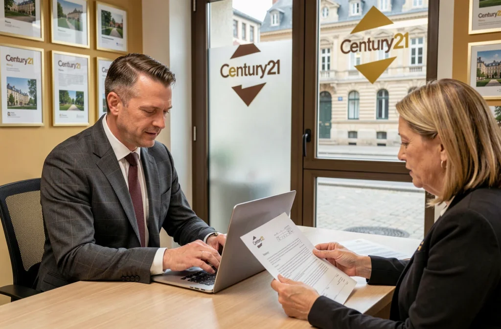 Agent Century 21 Agence du Marché Nancy en consultation avec une cliente autour d'un contrat immobilier